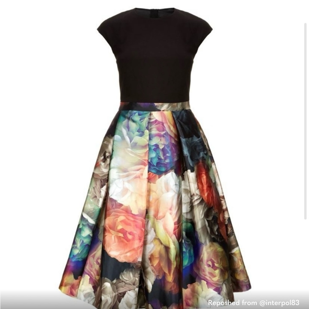 Ted Baker Floral Fit and Flare Dress Size 3
